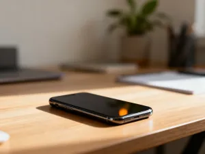 Dłoń trzymająca smartfon z ikoną wsparcia technicznego na ekranie, symbolizująca szybki kontakt z obsługą klienta InPost.